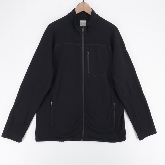 Icebreaker Mt Elliot Jacket Mens L Black Merino Wool RealFLEECE Full Zip Hiking